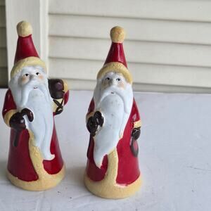 Pair of Small Santas 4 3/4 in Tall Vintage St Nicholas Christmas Decor December